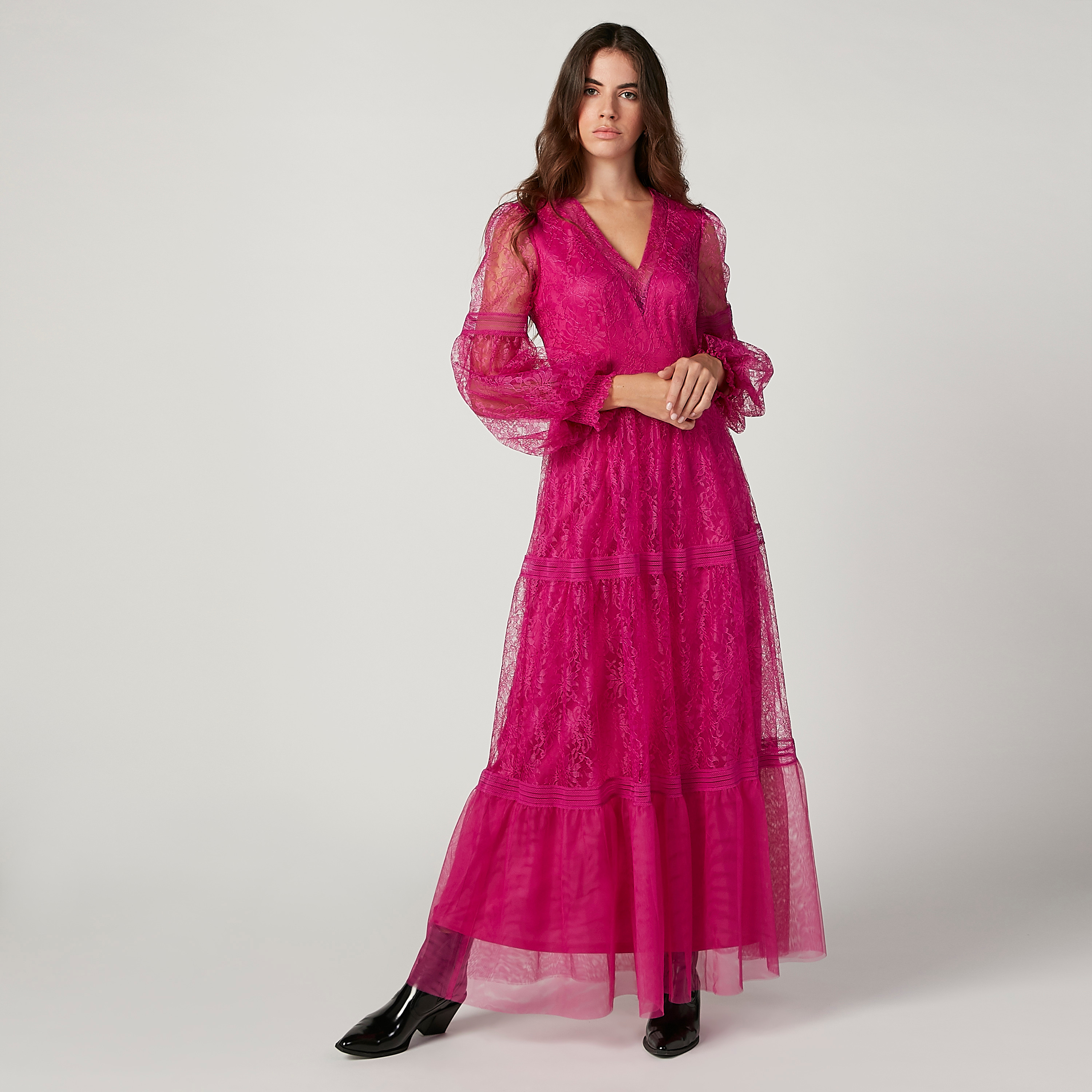 Iconic Lace Maxi A-line Dress with Bishop Sleeves-women-clothing-dresses-image-2