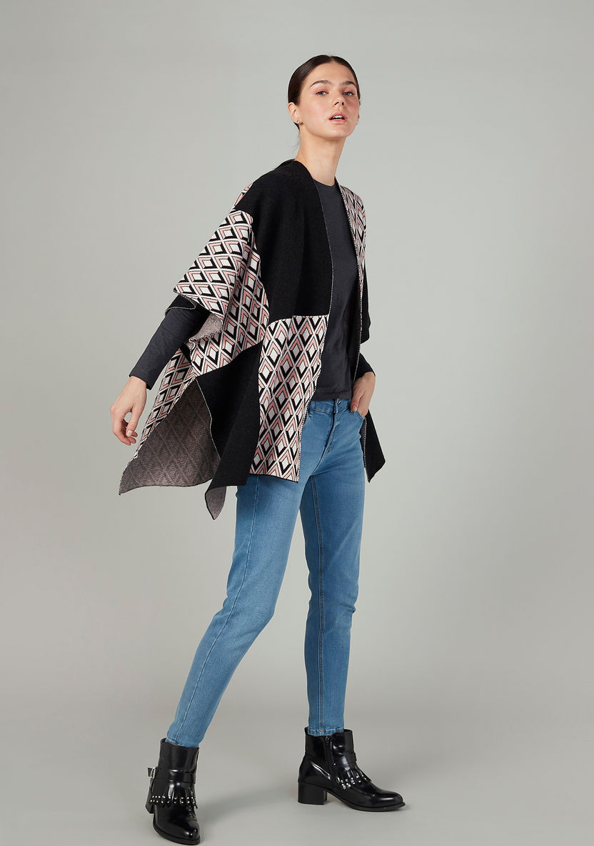 Iconic Wide Fit Printed Cardigan with Extended Sleeves-Cardigans-image-1
