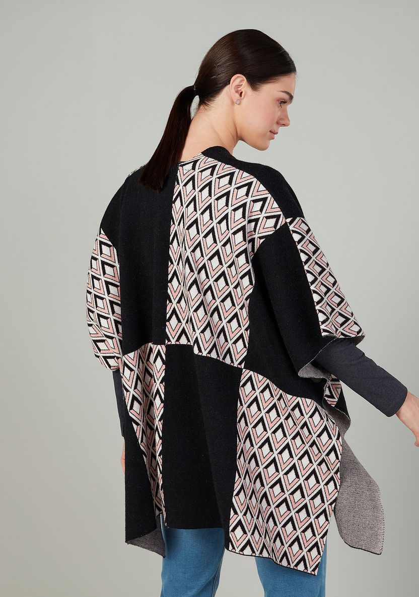 Iconic Wide Fit Printed Cardigan with Extended Sleeves-Cardigans-image-3
