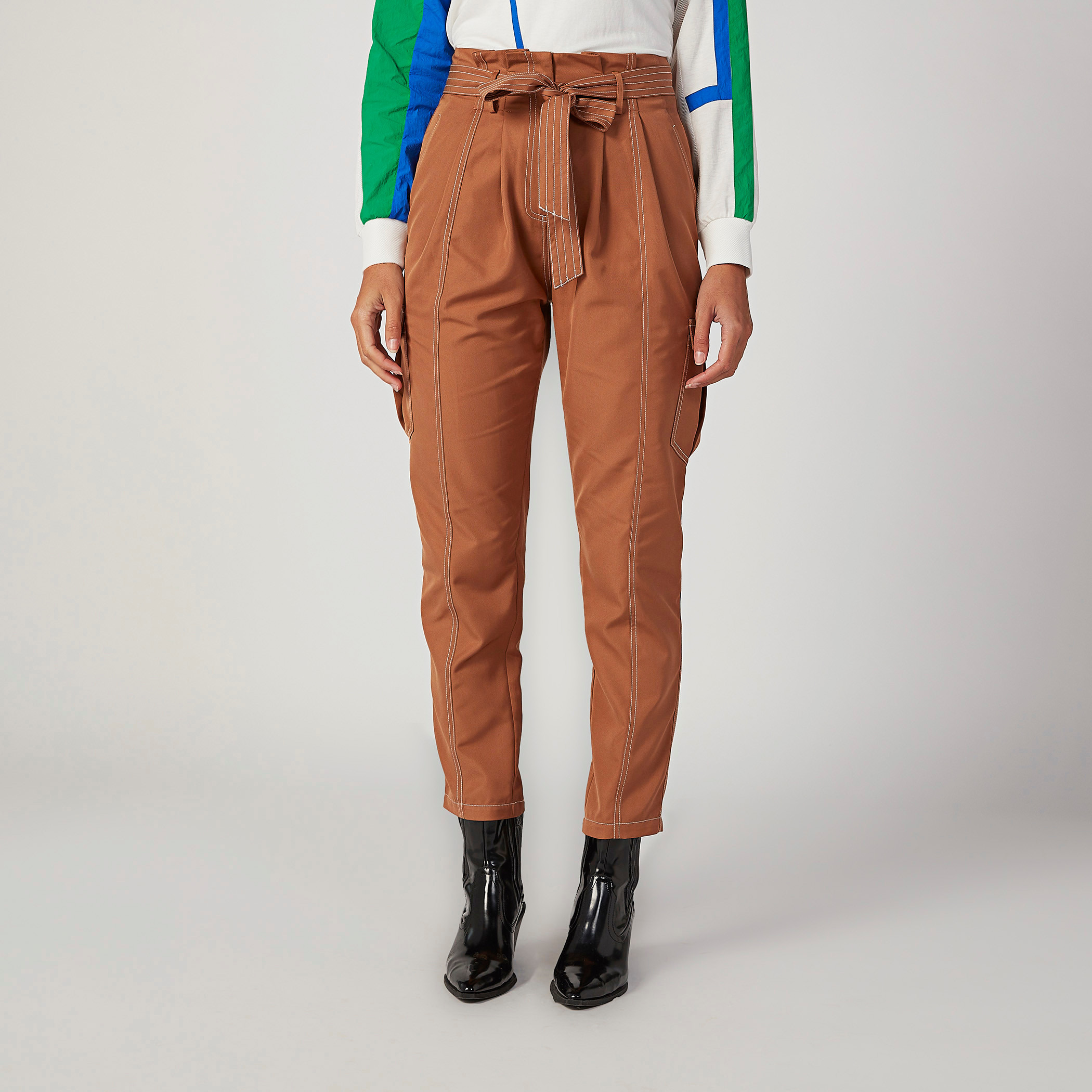 Khaki paper bag trousers outfit best sale