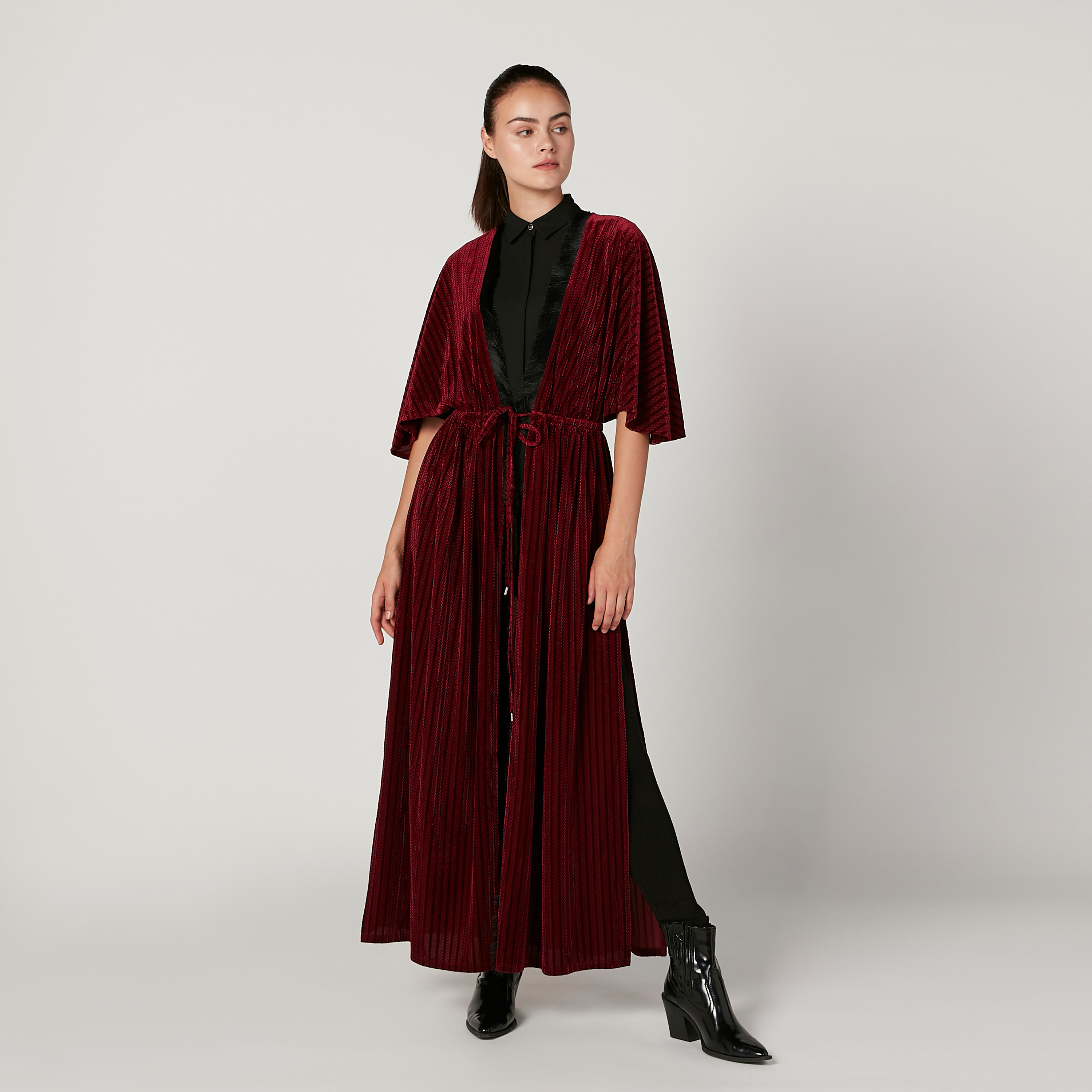 Iconic Textured Shurg with Flared Sleeves and Tie Ups-women-winterwear-cardigansandjumpers-jumpers-image-5