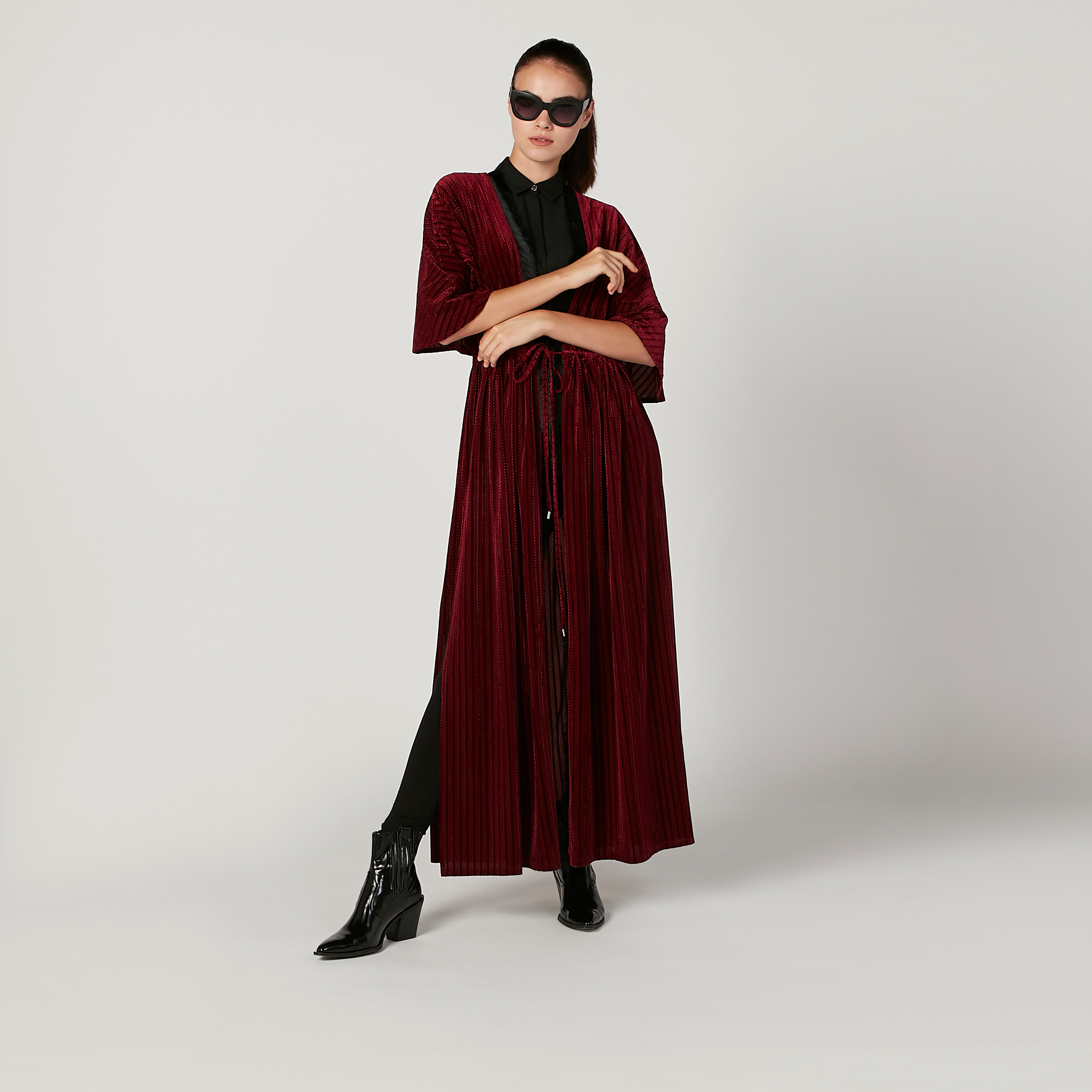 Iconic Textured Shurg with Flared Sleeves and Tie Ups-women-winterwear-cardigansandjumpers-jumpers-image-2
