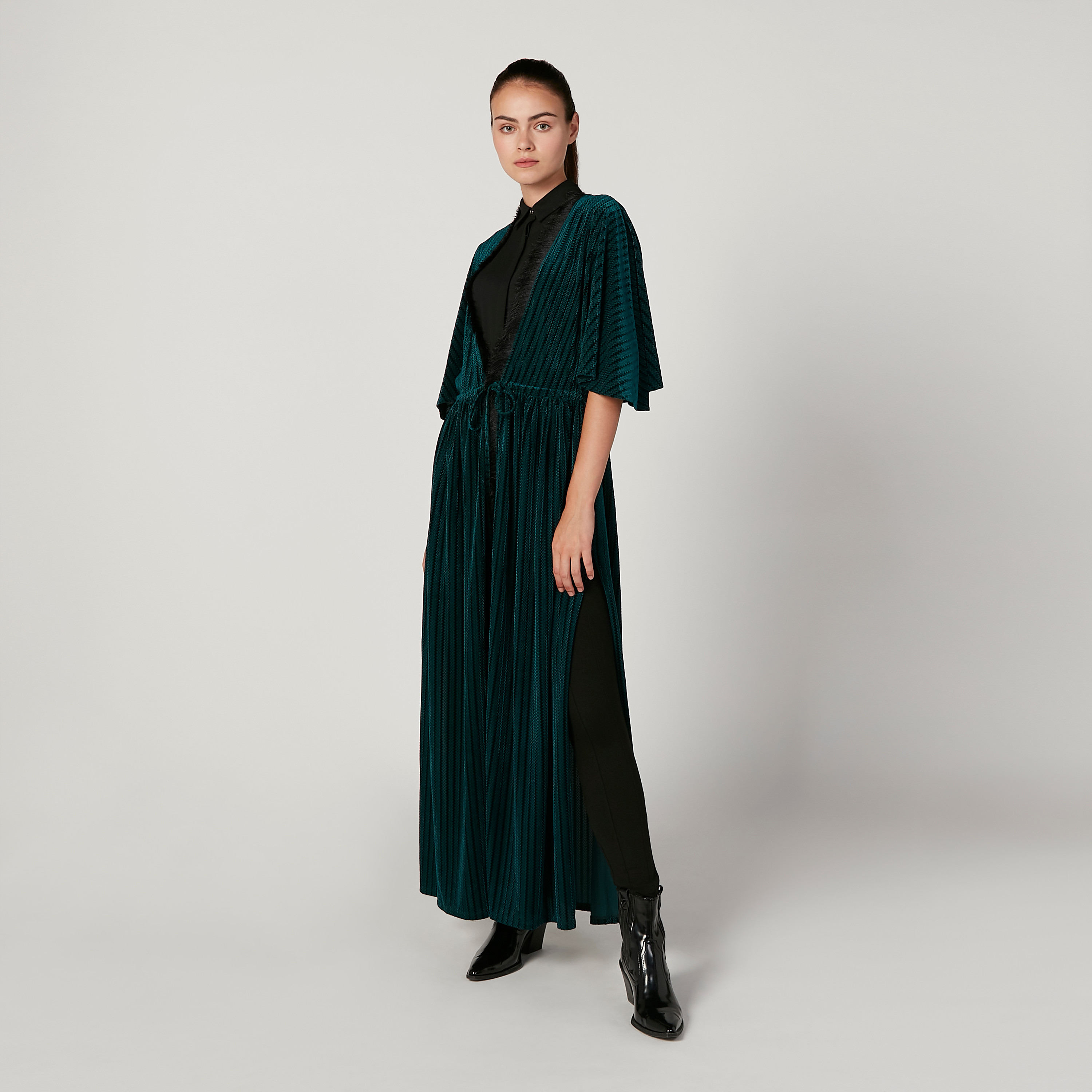 Iconic Textured Shurg with Flared Sleeves and Tie Ups-women-winterwear-cardigansandjumpers-jumpers-image-1