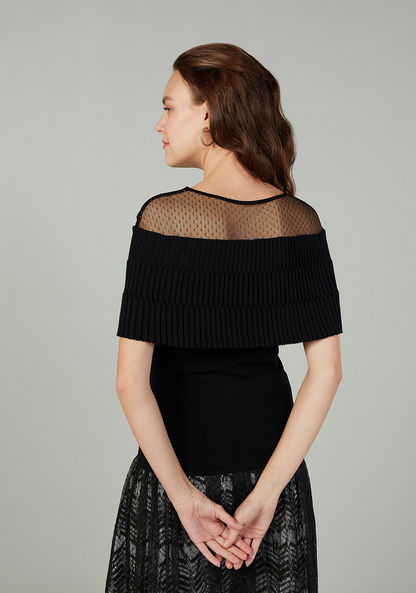 Iconic Textured Top with Round Neck and Short Sleeves