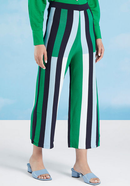 Iconic Wide Fit Striped High Waist Culottes with Elasticised Waistband