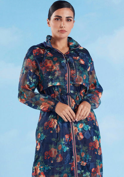 Iconic Floral Longline Cardigan with Long Sleeves and Pocket Detail