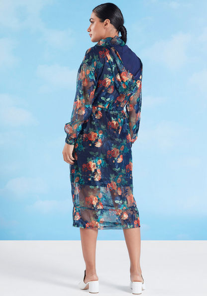 Iconic Floral Longline Cardigan with Long Sleeves and Pocket Detail