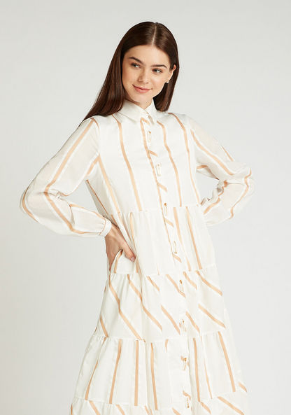 Iconic Striped Midi Shirt Dress with Spread Collar
