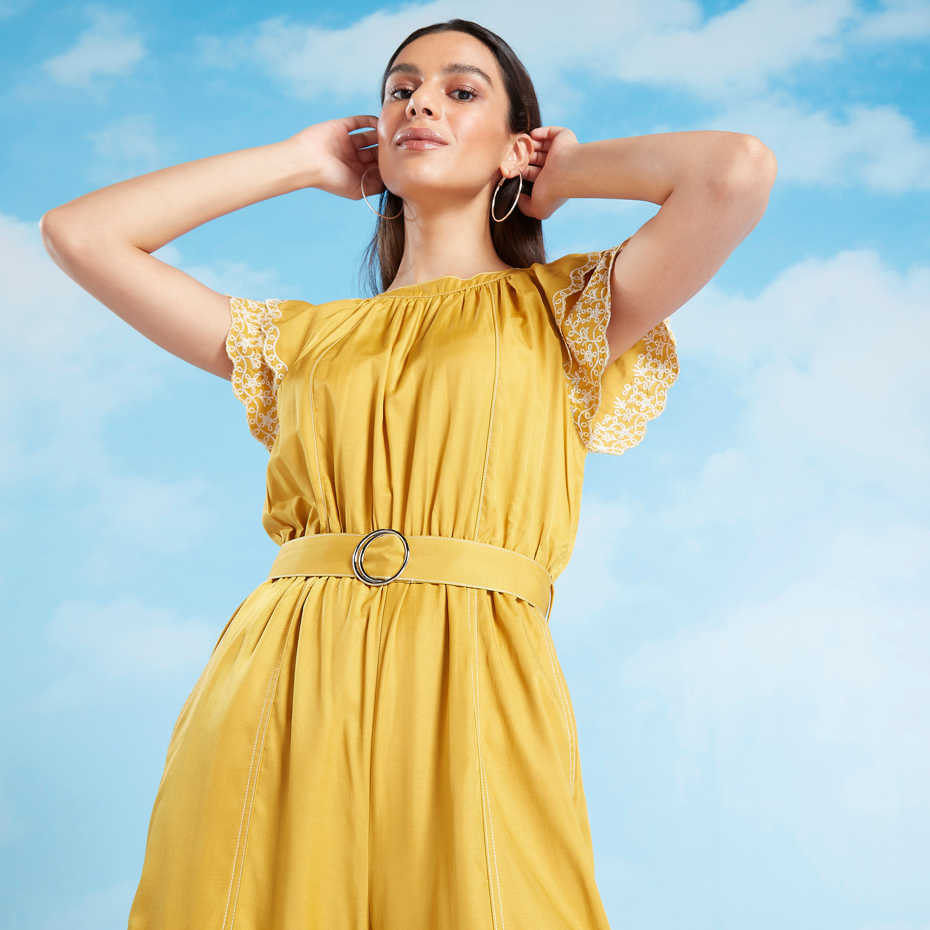 أفرول سادة بأكمام كاب وجيوب من آيكونيك-women-clothing-jumpsuits-image-5