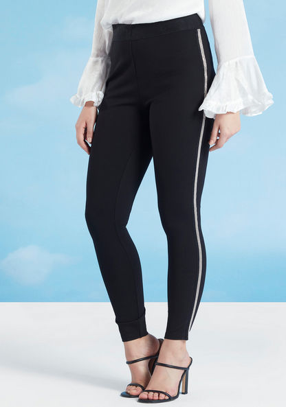 Iconic Plain Mid-Rise Leggings with Tape Detail