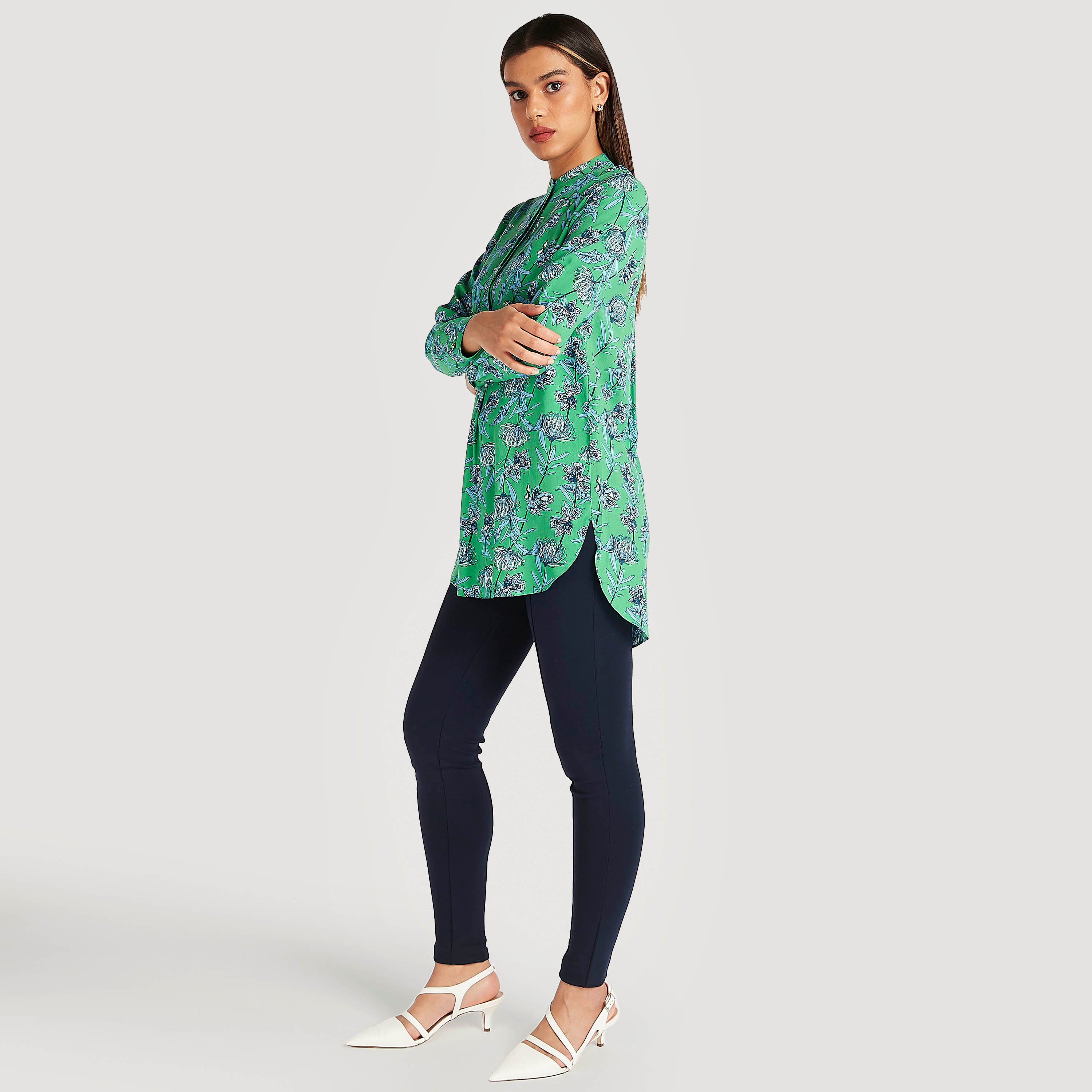 Iconic Floral Print Longline Top with Long Sleeves-women-clothing-shirtsandblouses-blouses-image-6