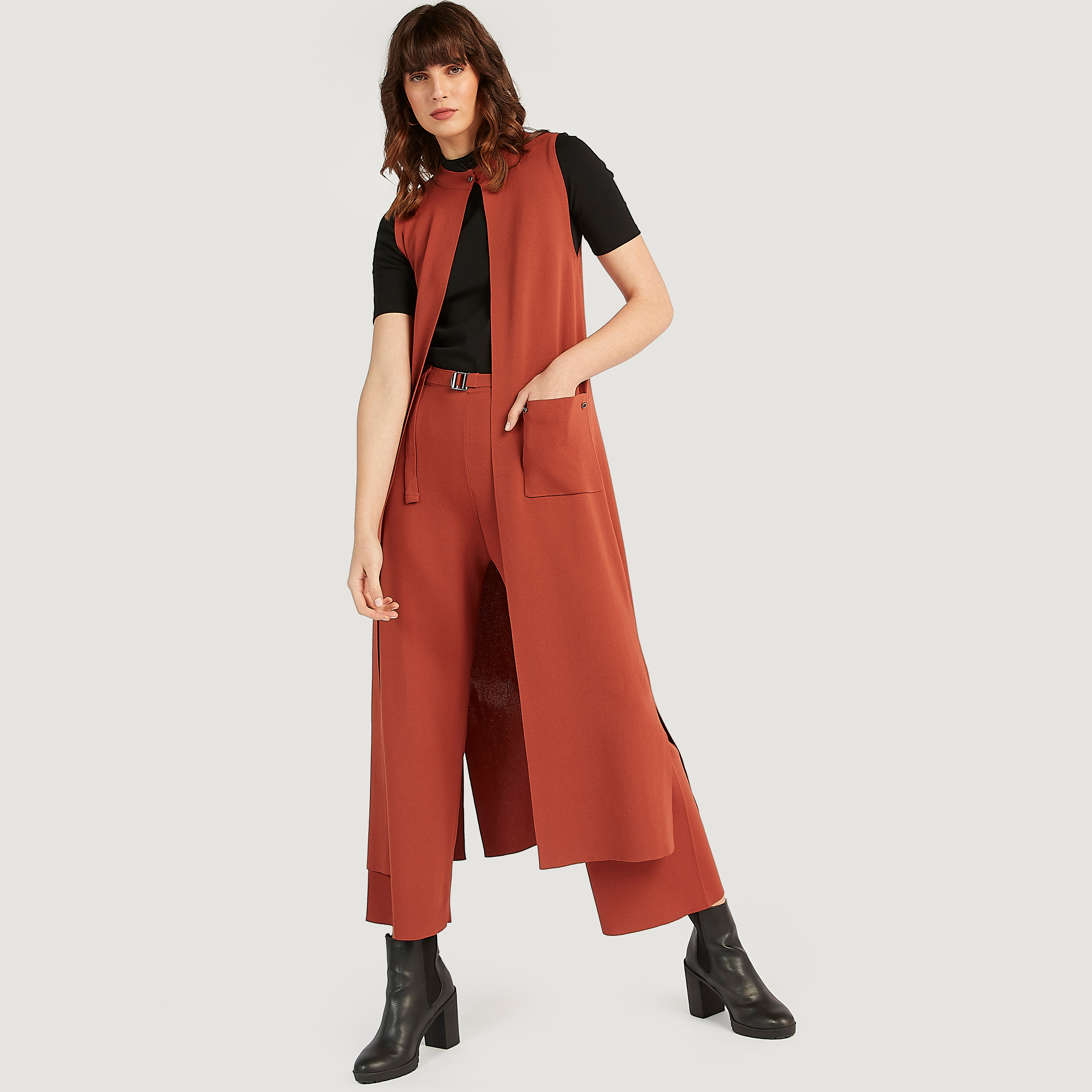 Iconic Longline Sleeveless Shrug with Button Closure and Pockets-women-winterwear-coatsandjackets-coats-image-2