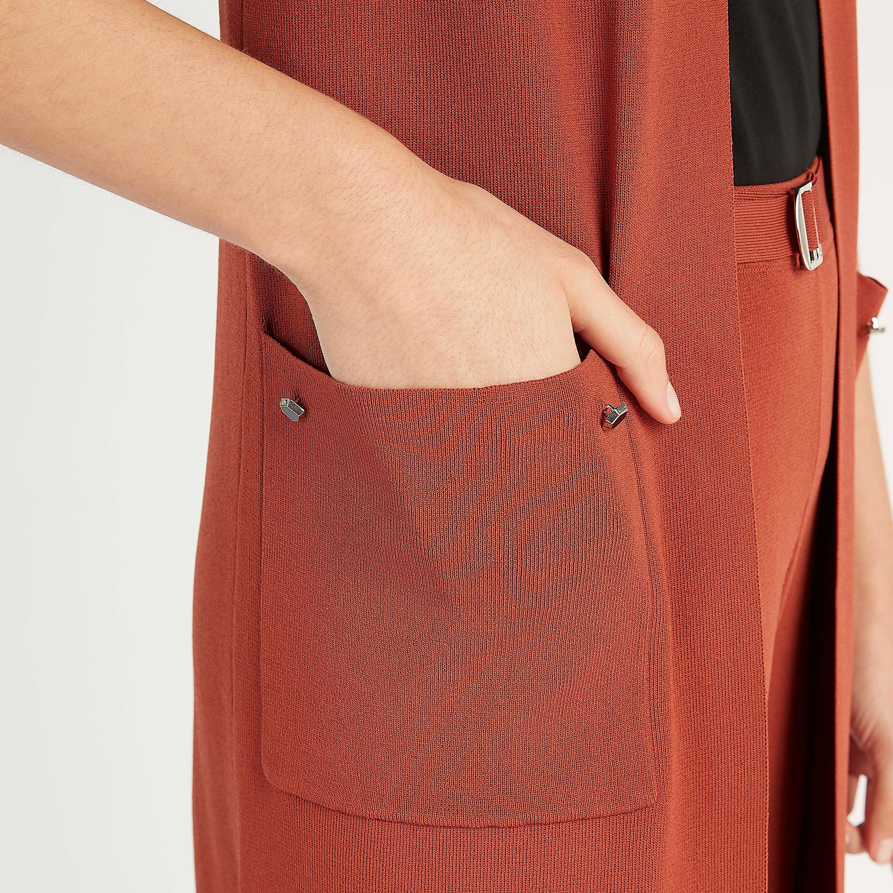 Iconic Longline Sleeveless Shrug with Button Closure and Pockets-women-winterwear-coatsandjackets-coats-image-5