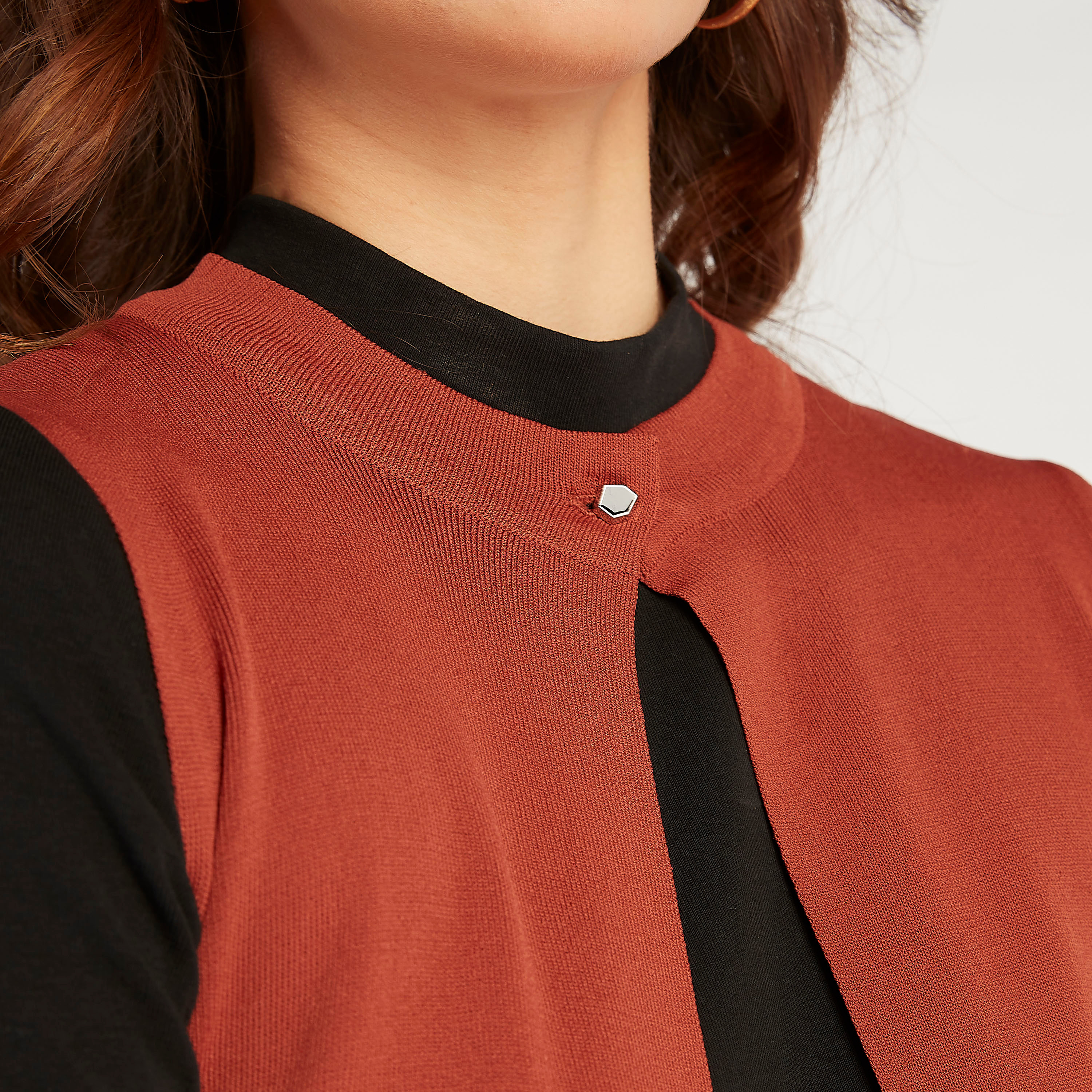 Iconic Longline Sleeveless Shrug with Button Closure and Pockets-women-winterwear-coatsandjackets-coats-image-6