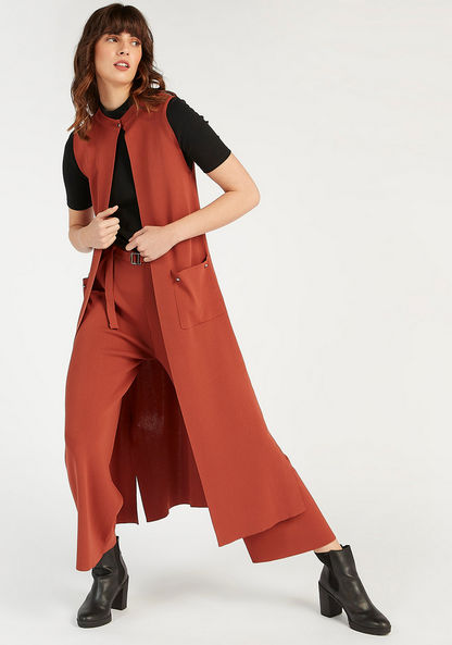 Iconic Flexi Waist Solid Palazzo Pants with Belt Accent