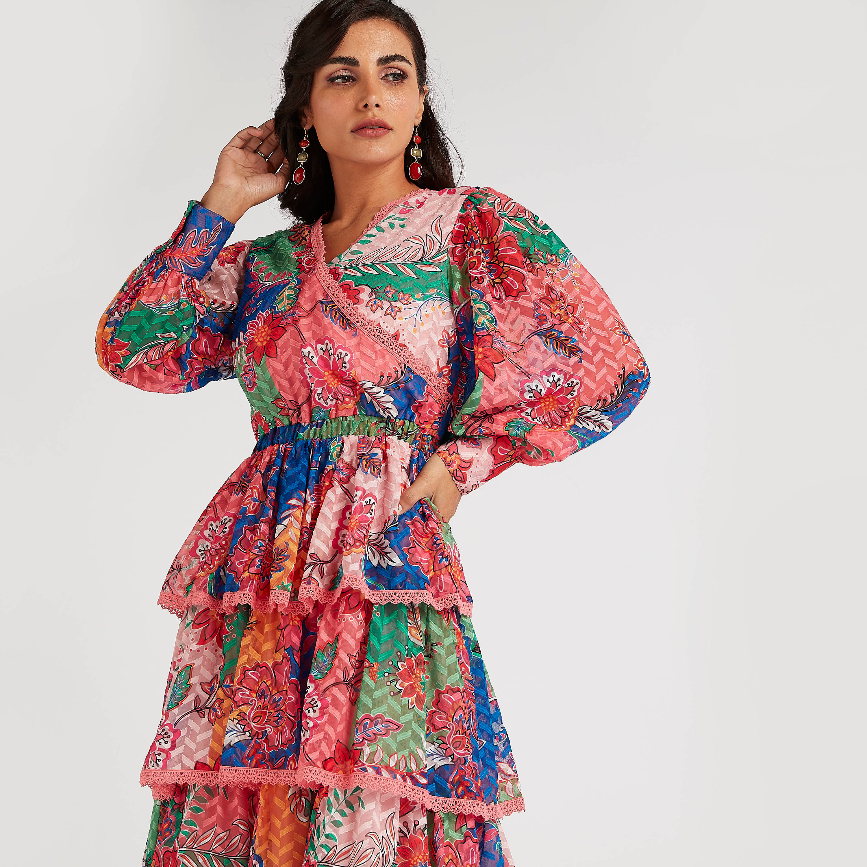 cocktail dresses to hide stomach Amazon.com: oten Women's Elegant Cape Sleeve 2026, Red Laelia Blue Flower Embellished Verishop size:6XL/UK26