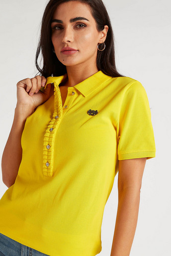 Sustainable Iconic Solid Polo T-shirt with Short Sleeves