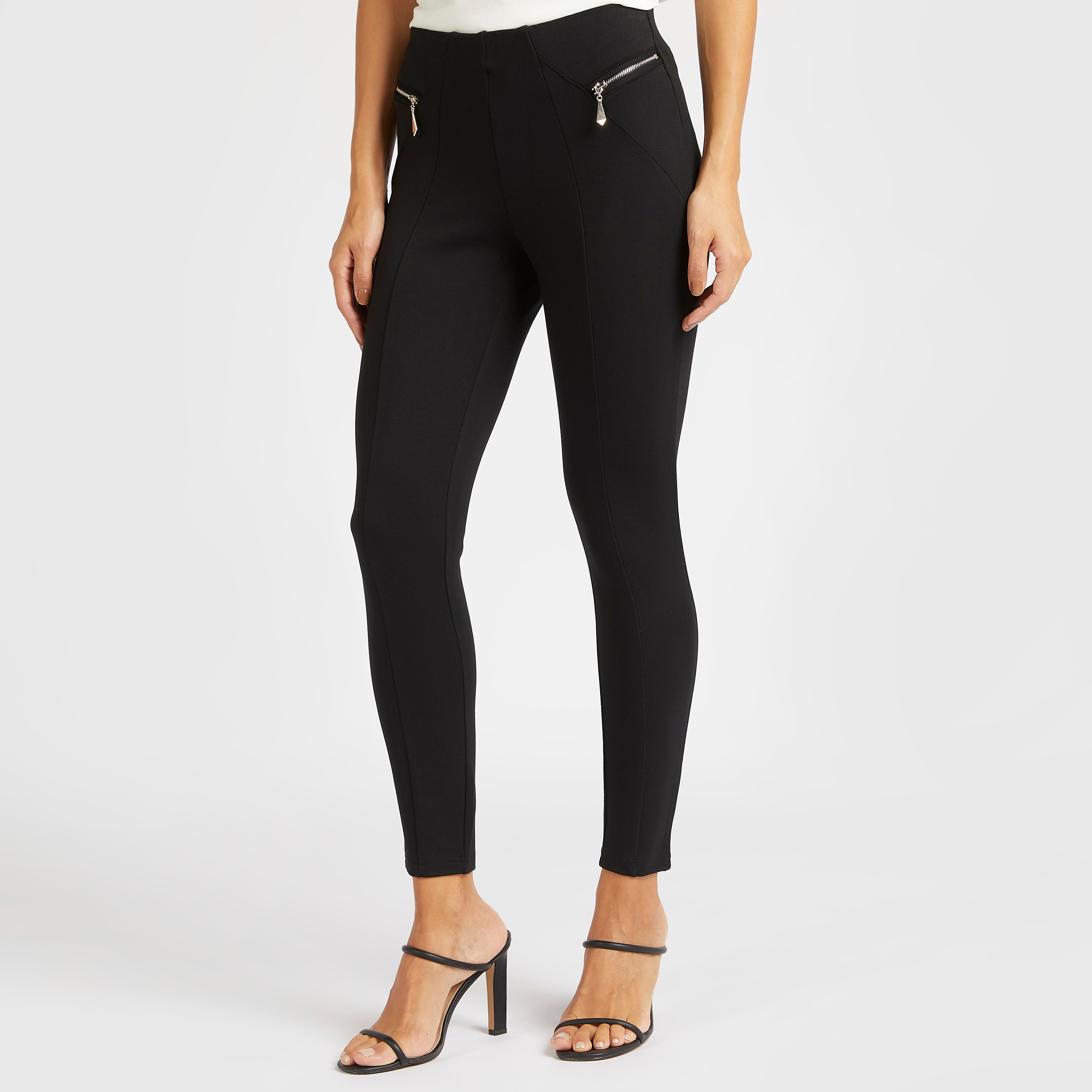 Iconic Slim Fit High-Rise Treggings with Zipper Pockets-women-clothing-bottoms-leggings-image-1