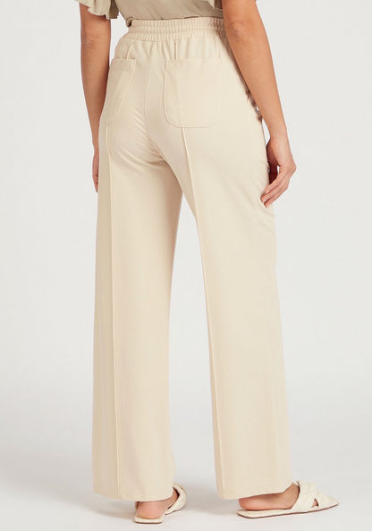 Iconic Solid Mid-Rise Pants with Drawstring Closure and Pockets