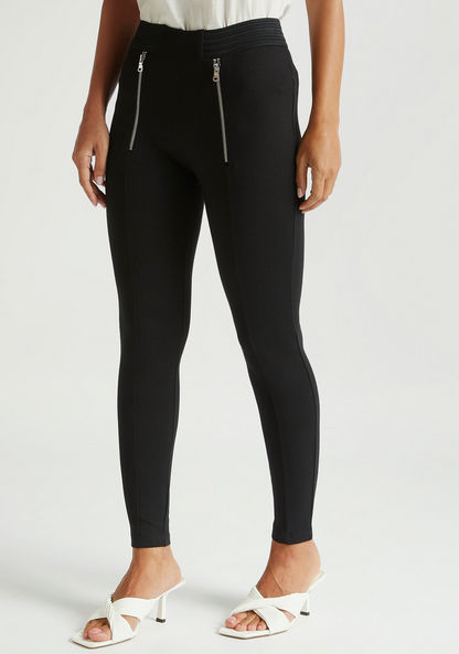 Iconic Textured High-Rise Leggings with Elasticised Waistband