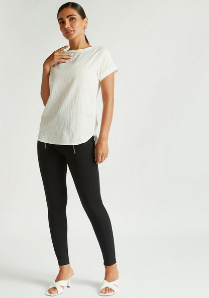 Iconic Textured High-Rise Leggings with Elasticised Waistband