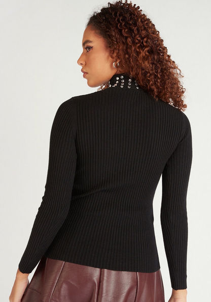 Iconic Embellished Sweater with Long Sleeves and High Neck