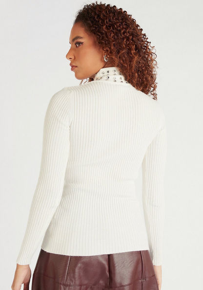 Iconic Embellished Sweater with Long Sleeves and High Neck-Sweaters-image-3