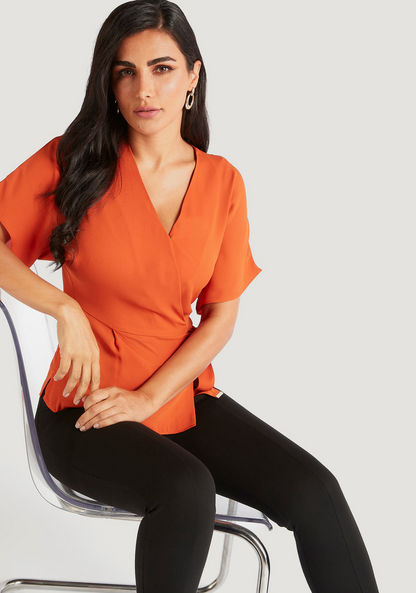 Iconic V-neck Wrap Top with Short Sleeves