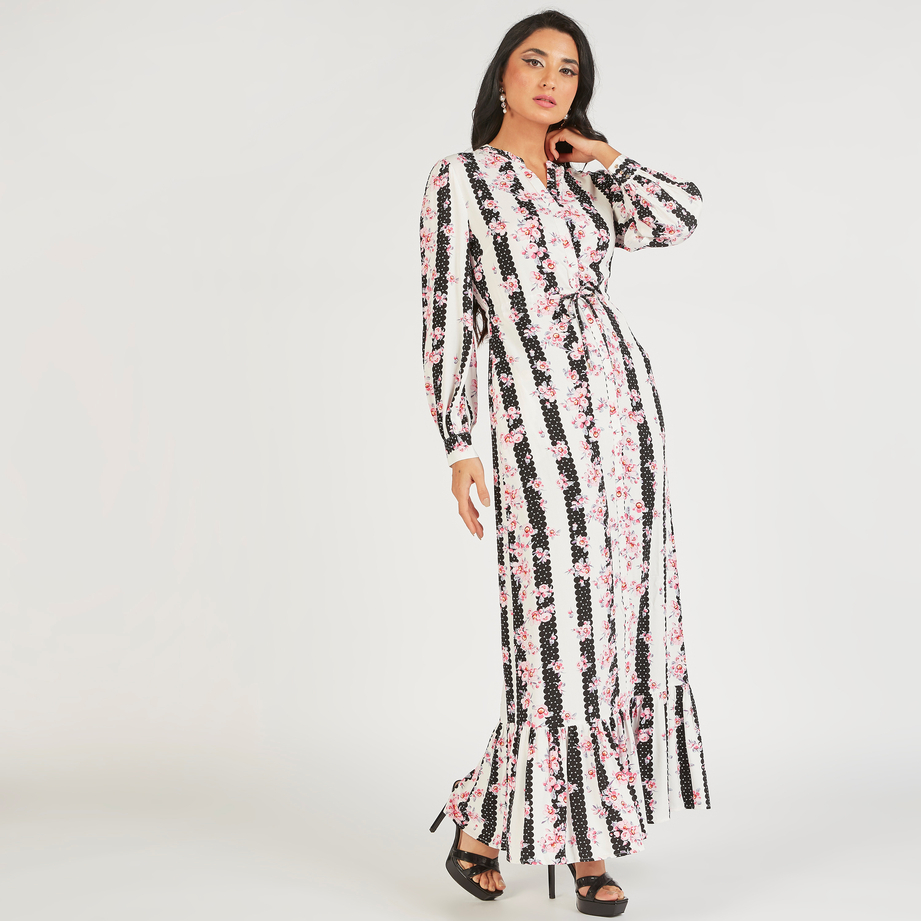 فستان ماكسي بطبعات زهور وأكمام طويلة من آيكونك-women-clothing-dresses-image-1