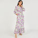 Iconic Floral Print Maxi Dress with Long Sleeves and Gathered Hem-Dresses-thumbnail-0