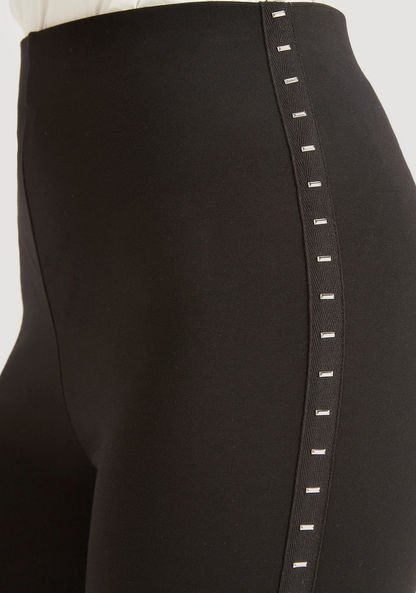 Iconic Solid Mid-Rise Treggings with Elasticated Waistband-Leggings-image-2