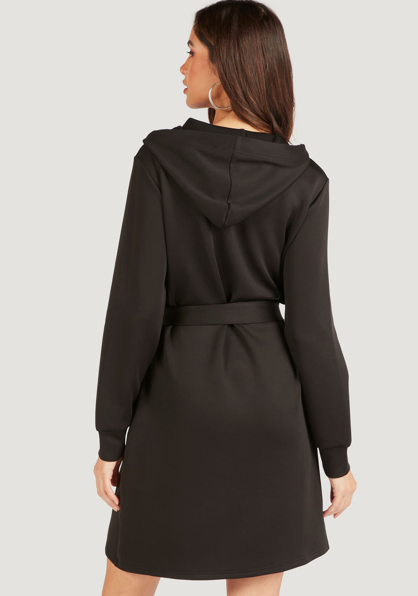 Iconic Solid Mini Jumper Dress with Hood and Pockets-Dresses-image-3