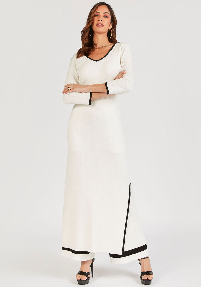 Iconic Textured Longline Tunic with 3/4 Sleeves and Slit Detail-Tunics-image-0