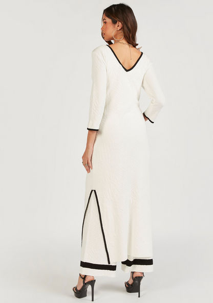Iconic Textured Longline Tunic with 3/4 Sleeves and Slit Detail-Tunics-image-3