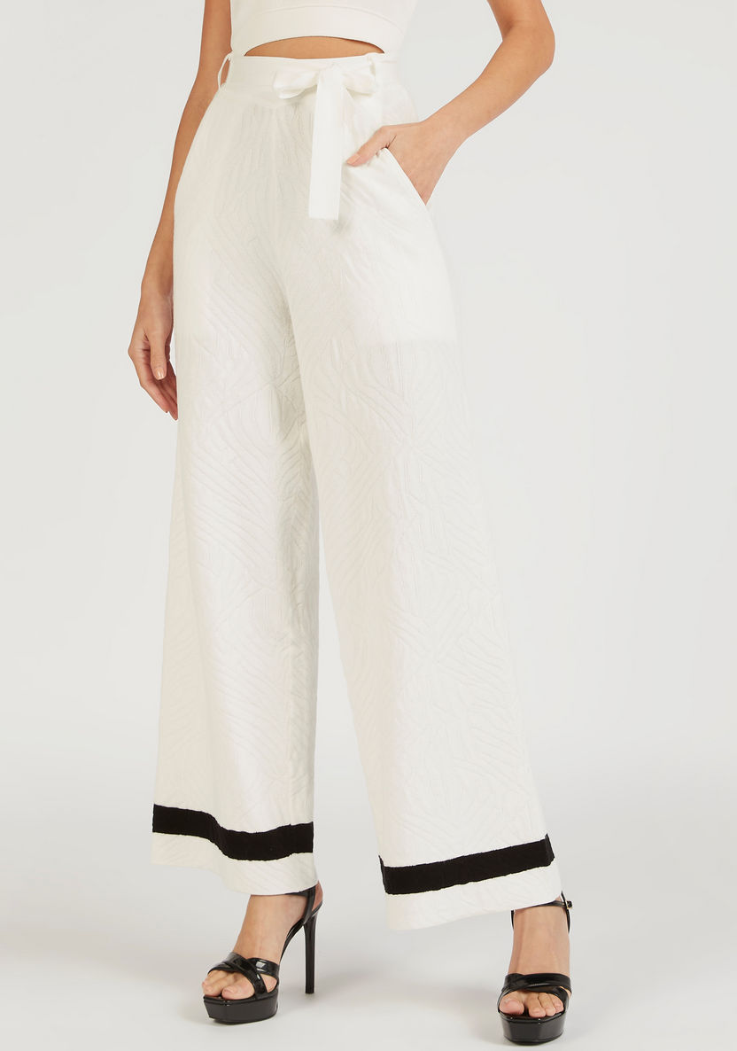 Iconic Textured Palazzos with Contrast Edge Detail and Pockets-Pants-image-0