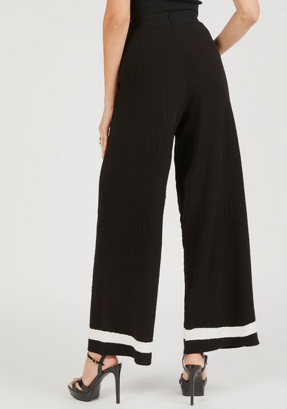 Iconic Textured Palazzos with Contrast Edge Detail and Pockets-Pants-image-3