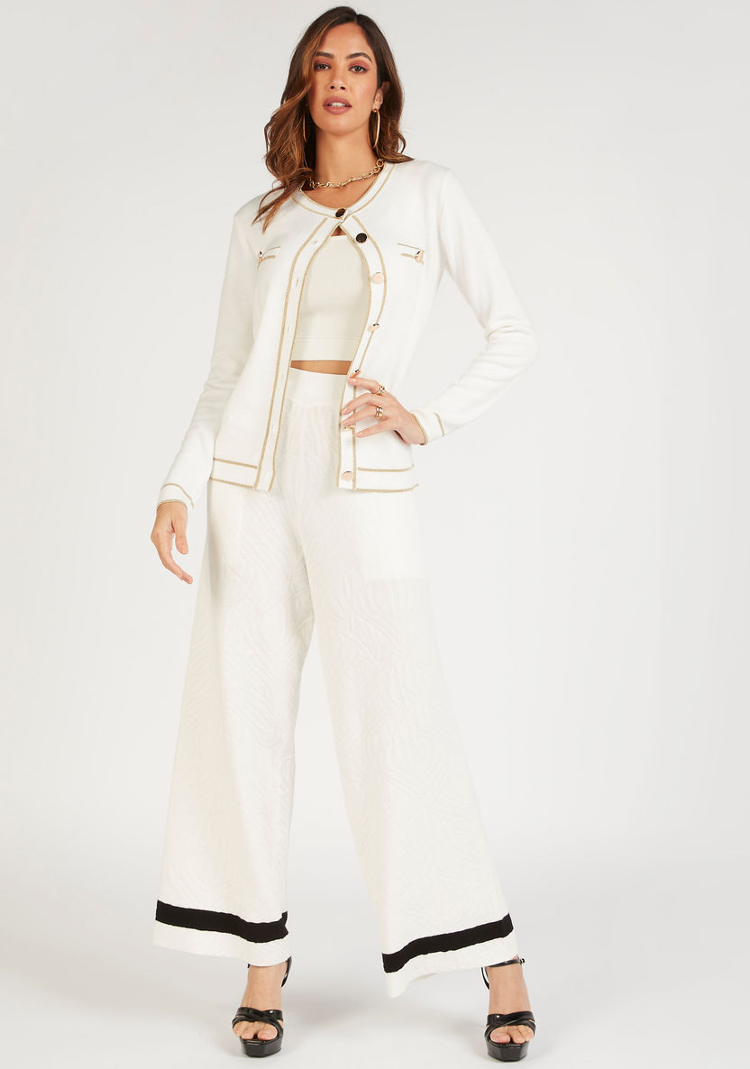 Iconic Textured Cardigan with Long Sleeves and Button Closure-Cardigans-image-1