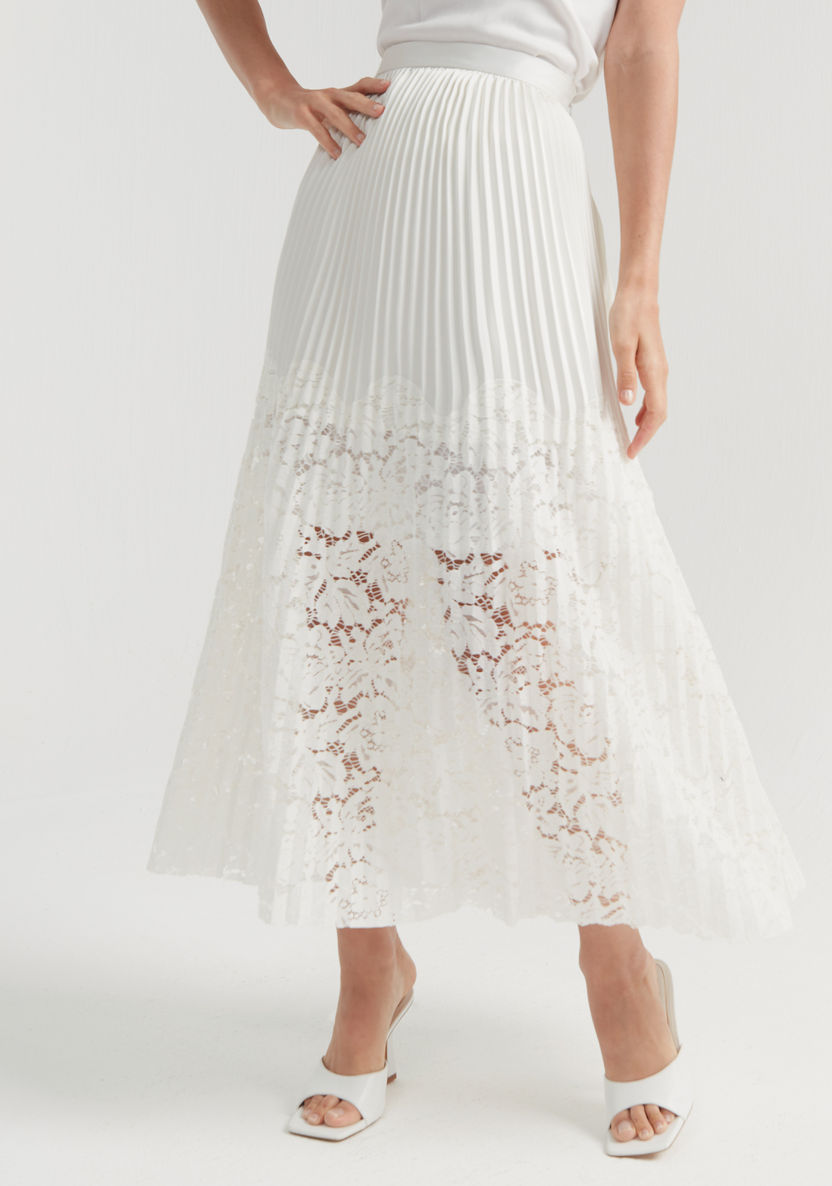 Iconic Lace A-line Maxi Skirt with Elasticated Waistband-Skirts-image-0