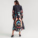 Iconic Floral Print A-line Midi Dress with Long Sleeves and Tie-Up Detail-Dresses-thumbnail-3