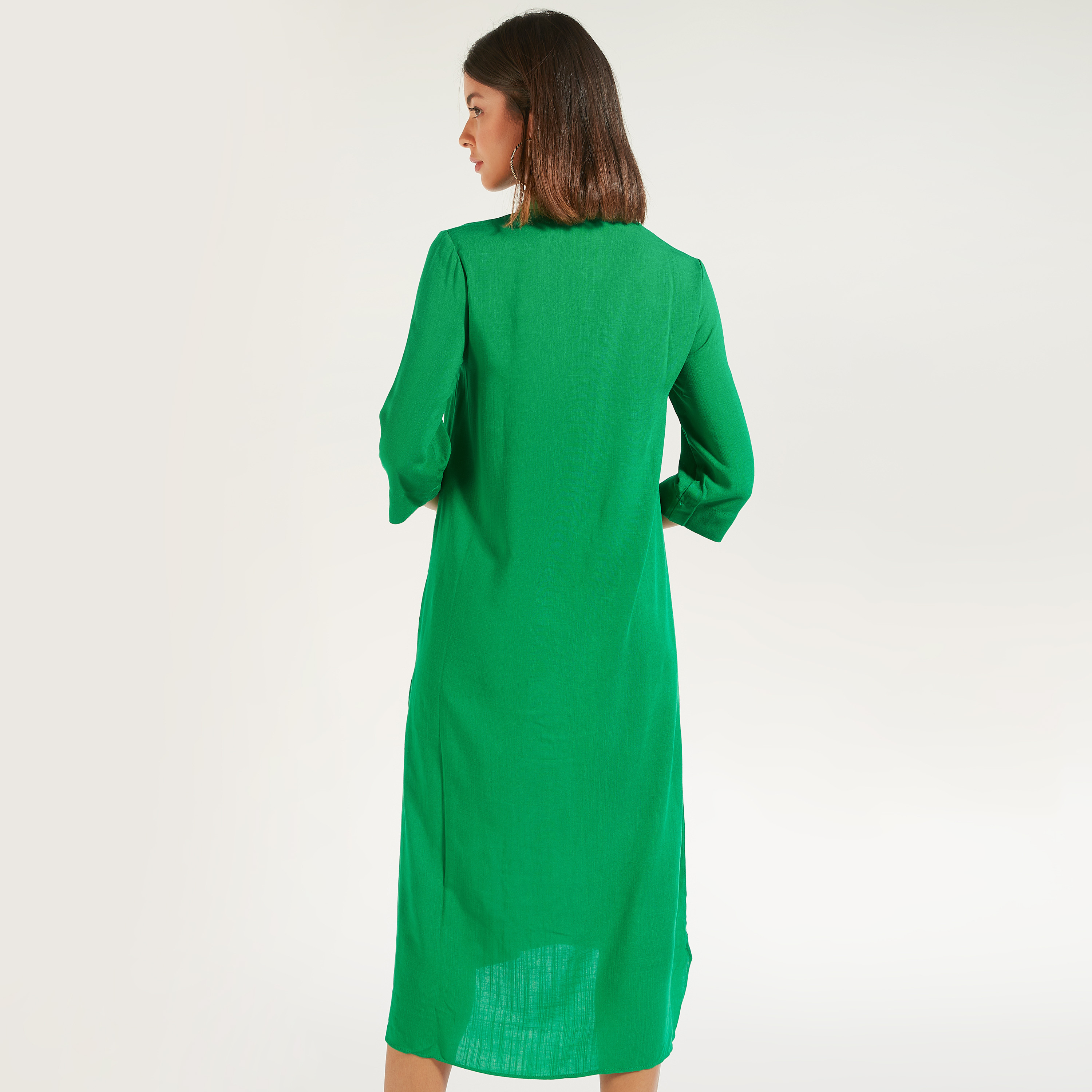 تونيك سادة بياقة بأربطة وأكمام قصيرة من آيكونيك-women-clothing-shirtsandblouses-blouses-image-4