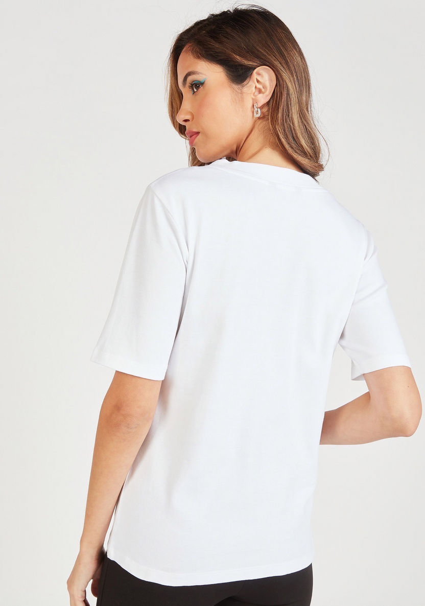 Iconic Embellished Round Neck T-shirt with Short Sleeves-T Shirts-image-3
