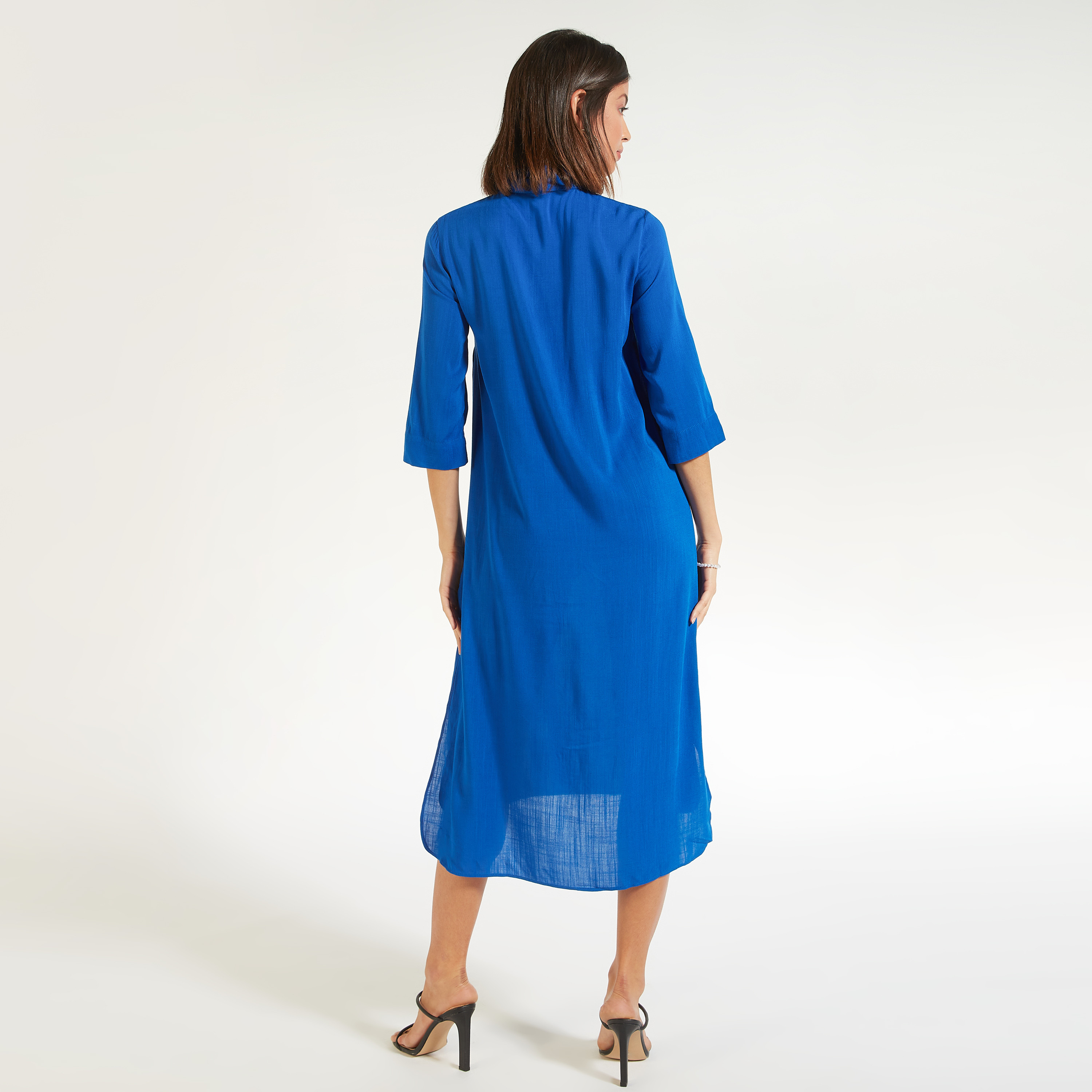 تونيك سادة بياقة بأربطة وأكمام قصيرة من آيكونيك-women-clothing-shirtsandblouses-blouses-image-9