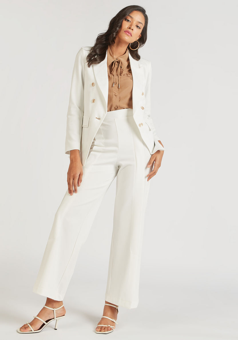 Iconic Solid Mid-Rise Trousers with Elasticised Waistband-Pants-image-1