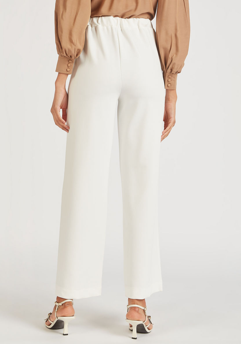 Iconic Solid Mid-Rise Trousers with Elasticised Waistband-Pants-image-3