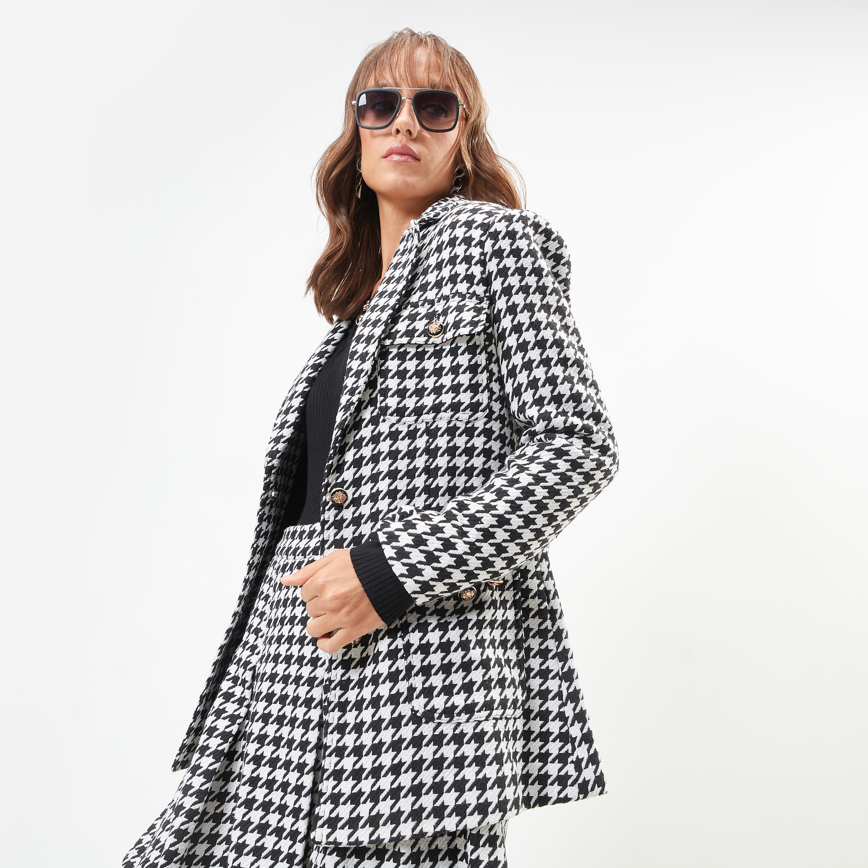 Houndstooth on sale print blazer