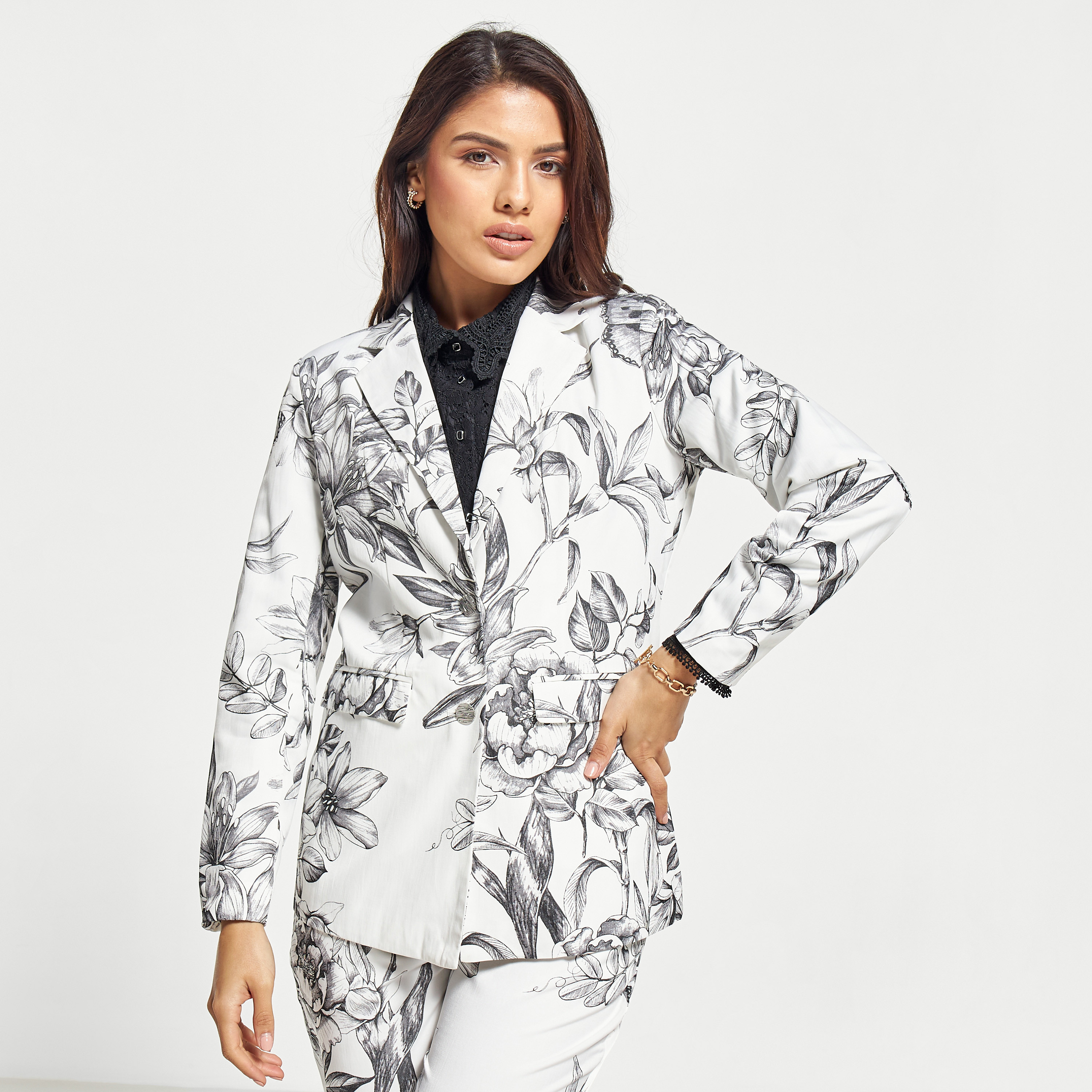 Silk floral clearance blazer