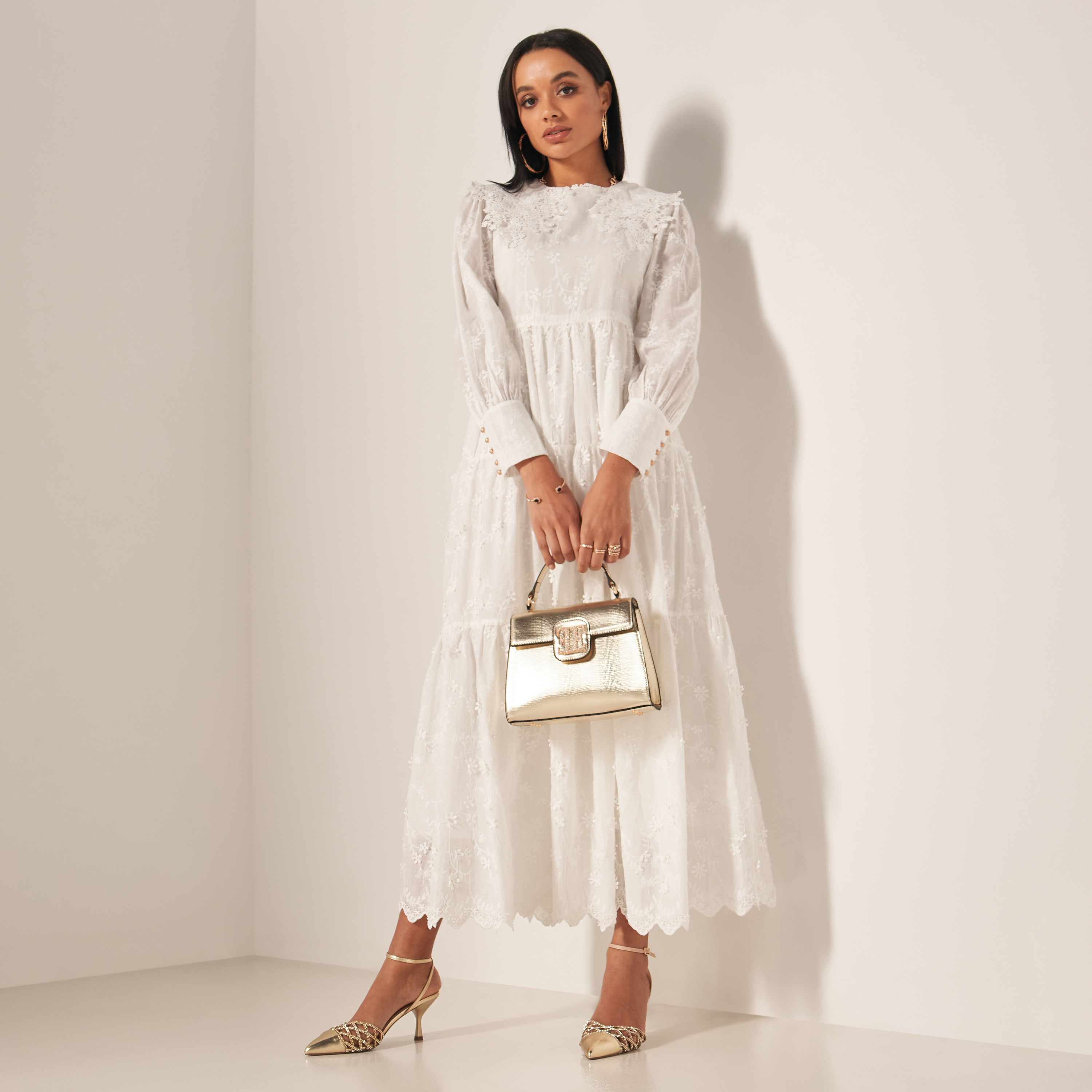 【sheller】2way lace stripe long dress 2way lace stripe long dress – shéller / シェリエ