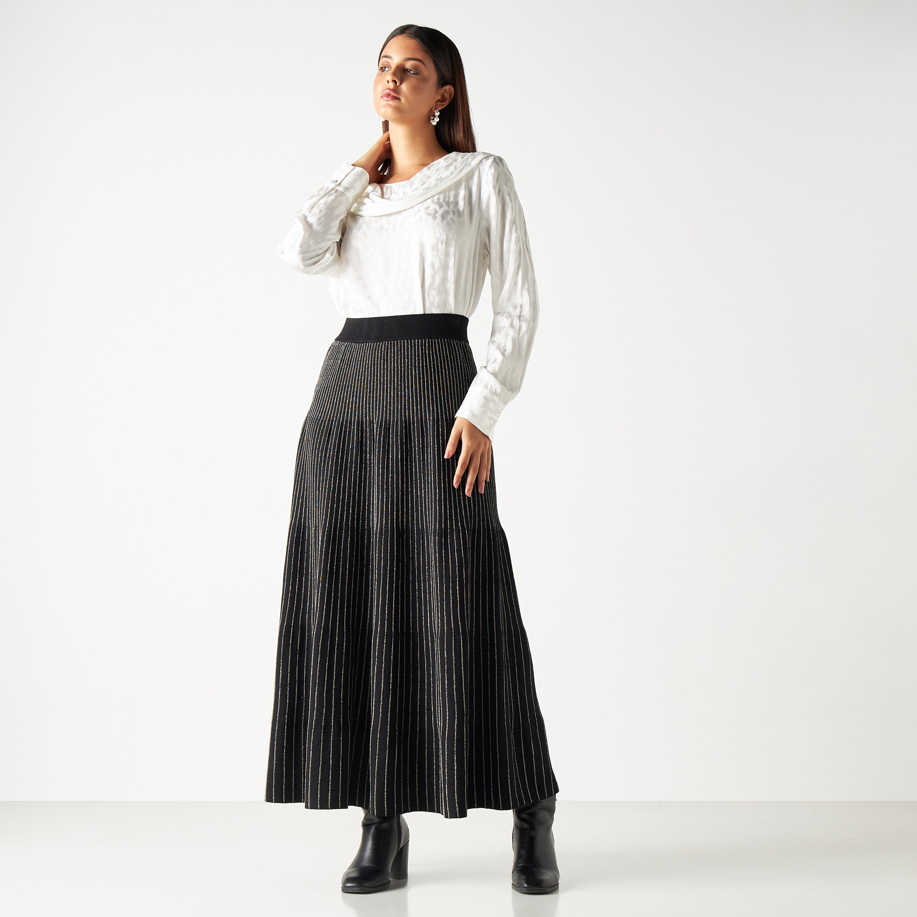 Iconic Textured Top with Drape Detail and Long Sleeves-women-clothing-shirtsandblouses-blouses-image-2