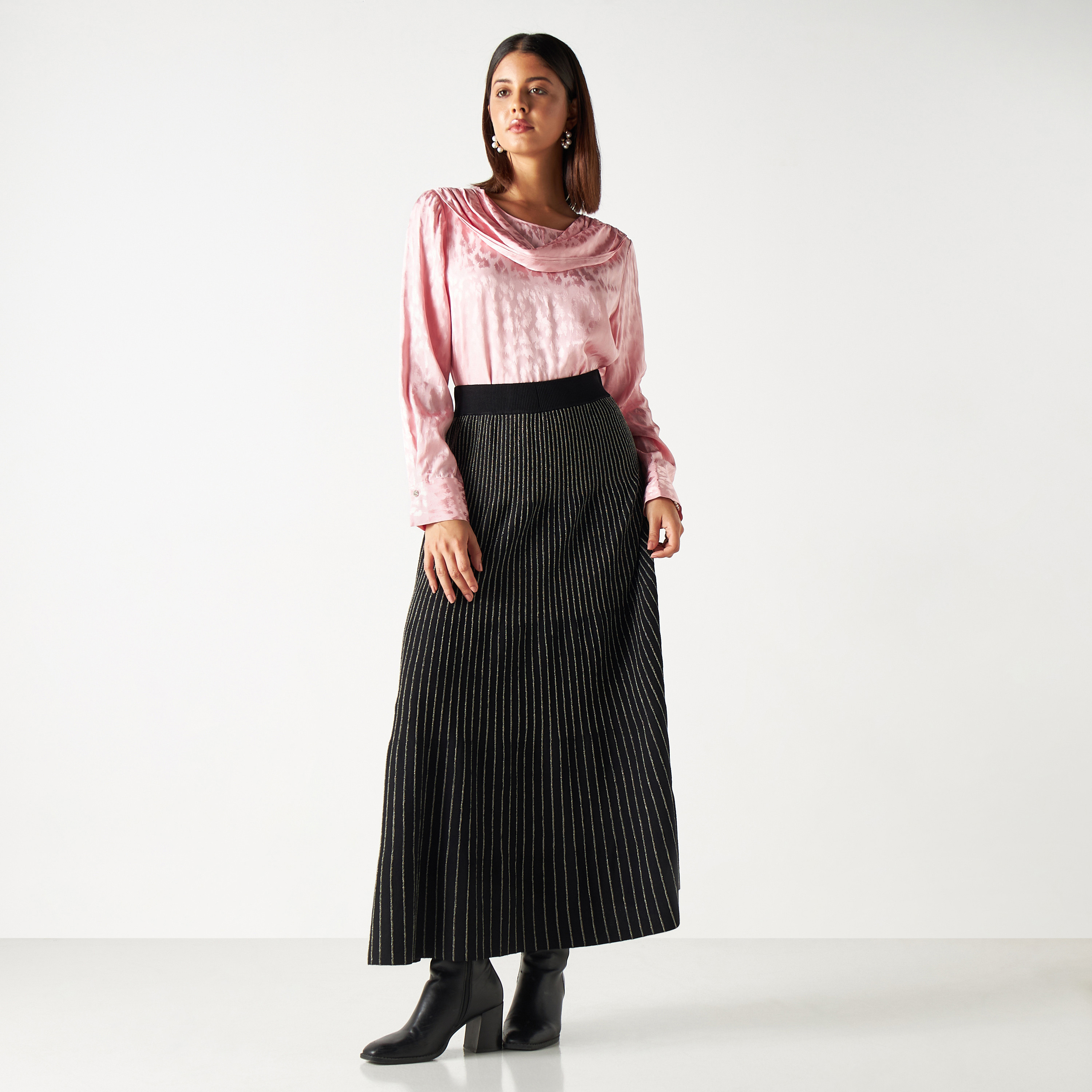 Iconic Textured Top with Drape Detail and Long Sleeves-women-clothing-shirtsandblouses-blouses-image-2