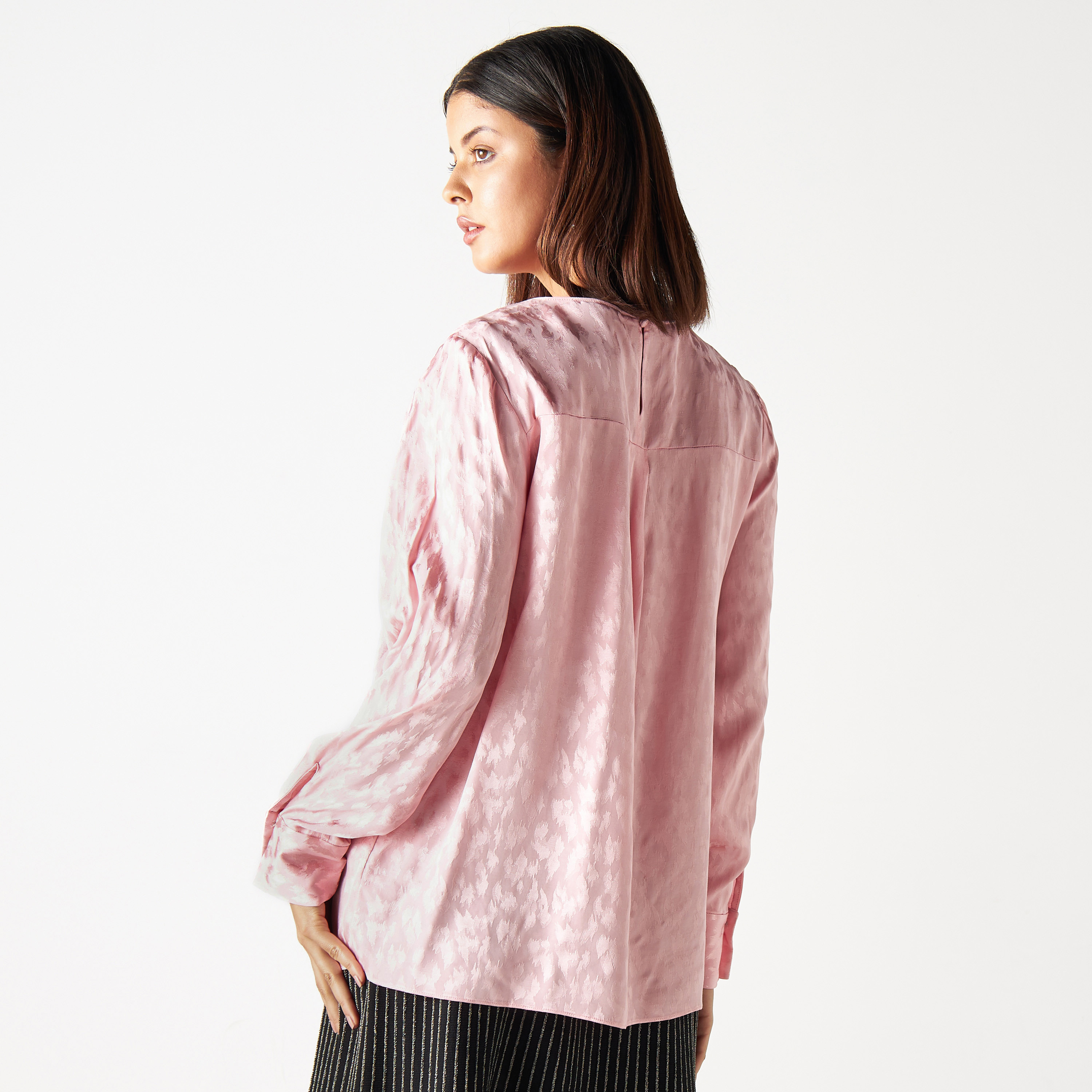 Iconic Textured Top with Drape Detail and Long Sleeves-women-clothing-shirtsandblouses-blouses-image-3